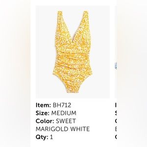 NWT J Crew one piece yellow swimsuit size M